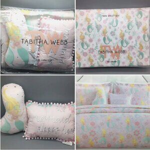 7pc Tabitha Webb Mermaid TWIN SHEET COMFORTER PILLOW Set Ocean Pink Designer NEW